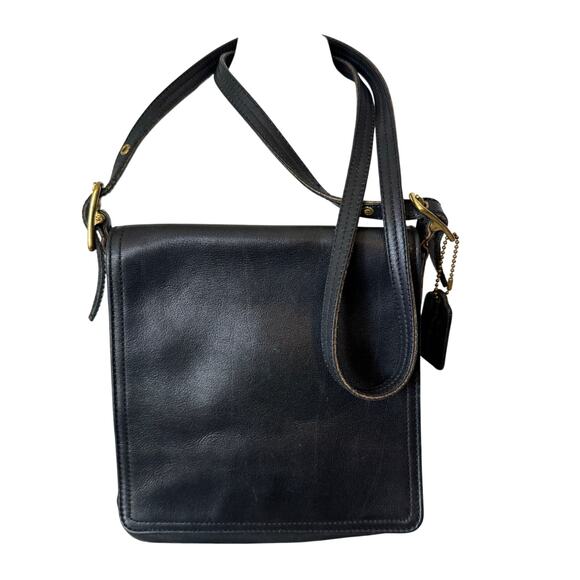 Coach Vintage Legacy Purse Black Leather Handbag Crossbody Flap 9821 - Picture 1 of 13